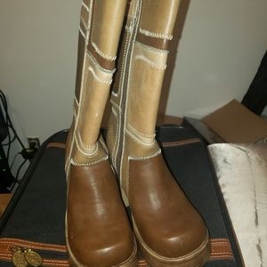 Vintage Soda Platform patchwork brown gogo boots